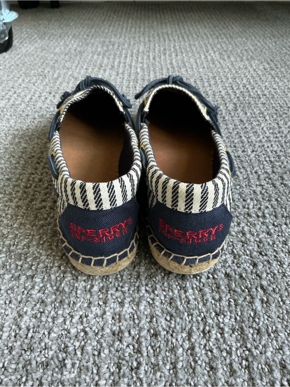 NWOB Sperry Navy and Cream Striped Espadrille Boat Shoes Size 6 - Picture 5 of 6
